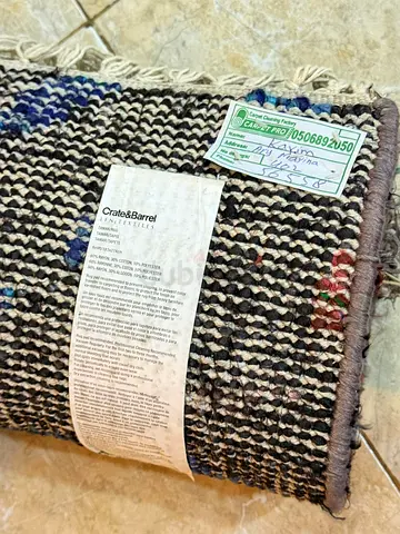 Crate  Barrel Handwoven Small Rug - Neutral Black  White with Color Accents