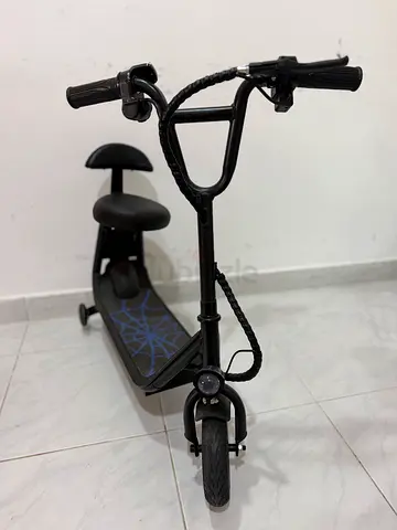 Black Kids Electric Scooter with Seat and Handlebar Brake