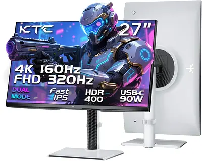KTC 27 Inch 160@4K UHD 320Hz@1080p IPS 1ms USB-C 90W Adaptive Sync Gaming Monitor
