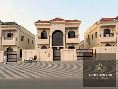 Elegant villa in Helio 2 with 5 bedrooms, two halls, majlis, maid’s room, pool, 11m setback, modern finishes, spacious layout, near services, price AE