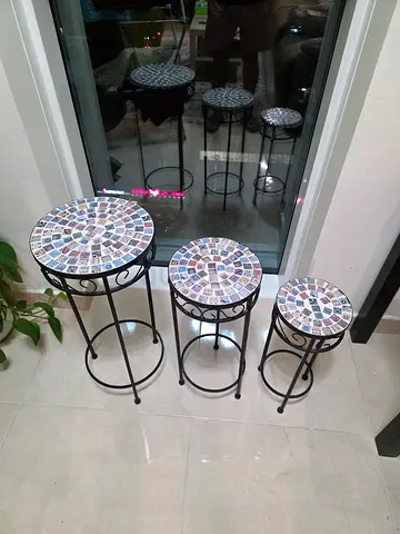 Set of 3 Mosaic Tile Nesting Side Tables
