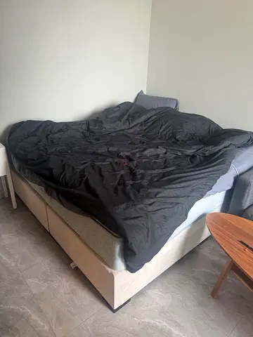 King-size bed frame with mattress and base - good condition