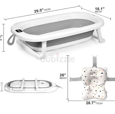 Collapsible Baby Bathtub with Support Pillow – Portable Foldable Bath Tub (Like New)