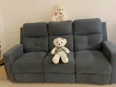3  2 seater Dark Blue Recliner Sofa in Good Condition