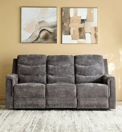 3-Seater Grey Reclining Sofa — Comfortable Family Couch