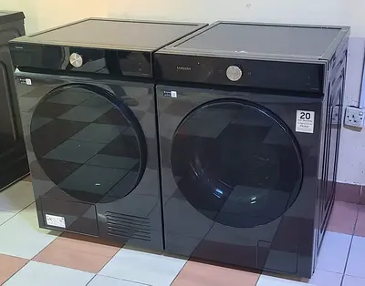 New model Samsung bespoke washer and separate dryer black couler