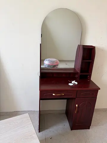 Wooden Dressing Table with Mirror and Storage