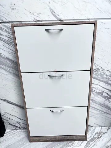Wall-mounted 3-door Bathroom/Storage Cabinet — White Doors, Wood Frame