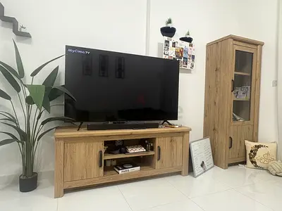 Oak TV Unit and Matching Display Cabinet - Good Condition