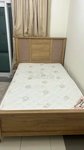 Solid Wood Twin Bed Frame with Mattress - Light Oak Finish