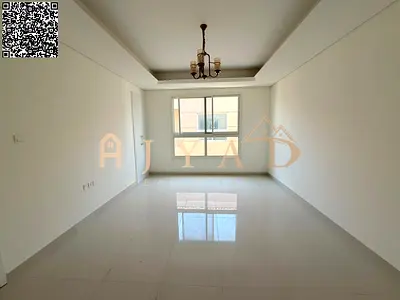 Free month with a 3BR hall apartment for annual rent in Mowaihat 3. Wardrobes, balcony, central AC,