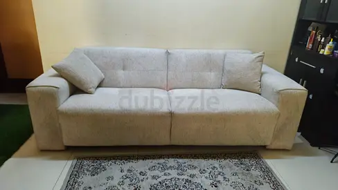Light Grey 3-Seater Fabric Sofa — Good Condition