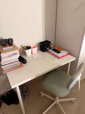 White Study Desk with Chair — Good Condition