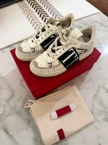 Valentino VLTN White Leather Sneakers with Box and Dust Bags - Size 36.5