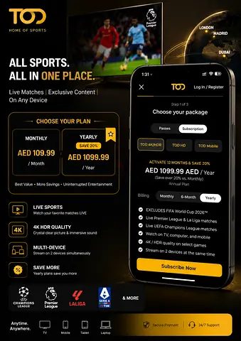 TOD Sports Streaming App - Annual Subscription Promo (Digital Access)
