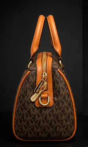Michael Kors Monogram Brown Leather Trim Satchel — Excellent Condition