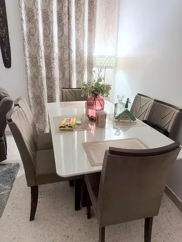 6-Seater Dining Table with Upholstered Chairs - Good Condition