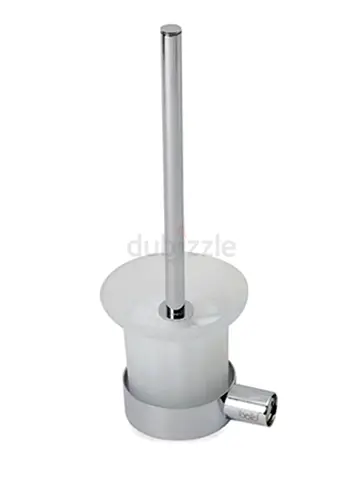 Toilet Brush Holder with Stainless Handle - White Ceramic Style