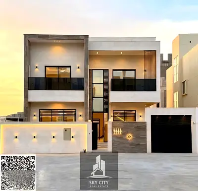 Luxury villa for rent in Al Zahia, Ajman. Modern design, central air conditioning, 5 bedrooms. Price: 120,000 AED