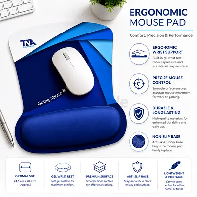 Ergonomic Gel Wrist Mouse Pad with Wrist Support - Blue