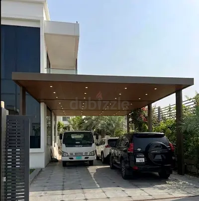 Wooden color pergola 4 cars