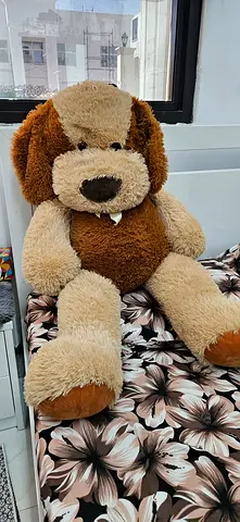 Large brown and cream plush dog stuffed toy - very soft, good condition