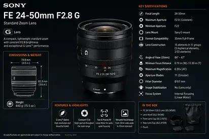 Sony 24 to 50 mm F2.8 G Lens (Full-frame)