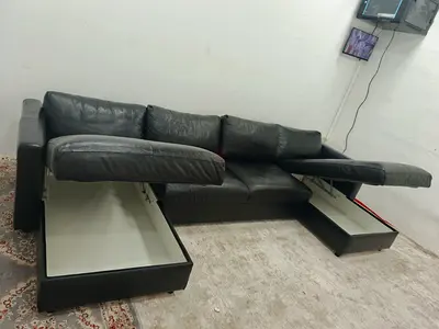 Original ikea leather vimle Ushape sofa bed with ottoman storage