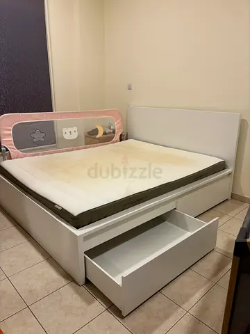 IKEA bed frame  mattress with under-bed storage - Queen size