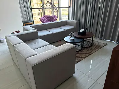 Grey 3 seater and 2 seater sofas with coffee table (including free delivery)