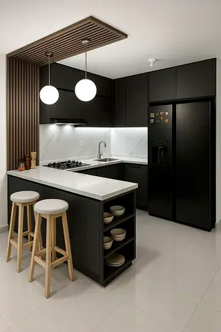 Modern Compact Kitchen Island with Built-in Storage and Breakfast Bar