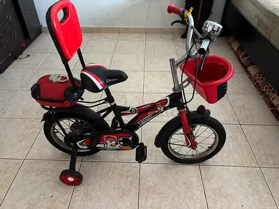 Kids 12-16 inch Red  Black Bicycle with Training Wheels and Basket