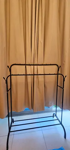 Black Heavy Duty Metal Freestanding Clothes Rack with Bottom Shelf