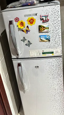 Compact double-door refrigerator in good working condition