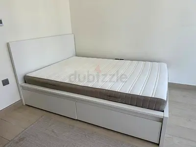 White Ikea bed 140x200 - Storage Bed Frame with Mattress - Double