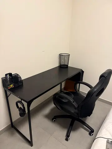 Black Office Desk  Chair Set – Almost New