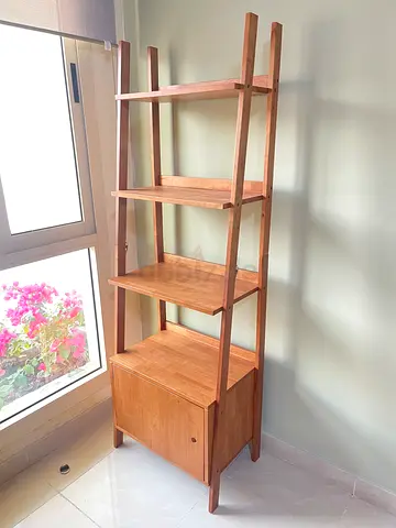OC home Solid Wood Leaning Shelf Unit with Cabinet - 4 Tiers (59cm x 180cm) made in Malaysia