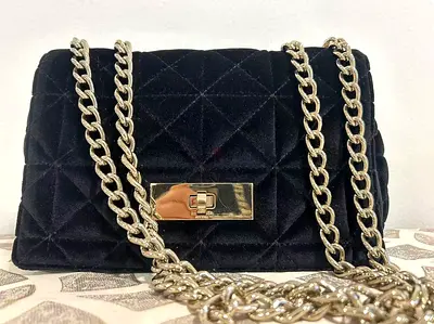 Kate Spade Black Quilted Velvet Chain-strap Shoulder Bag
