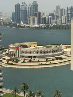 Largest and cheapest 3-bedroom apartment for rent in Sharjah, Al Majaz 3, with sea view, free parkin