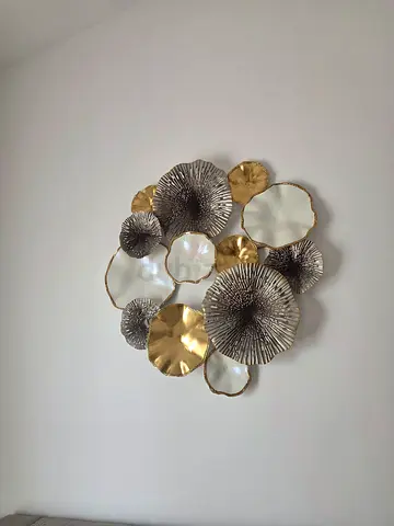 Decorative Metal Wall Art - Gold  Silver Floral Cluster