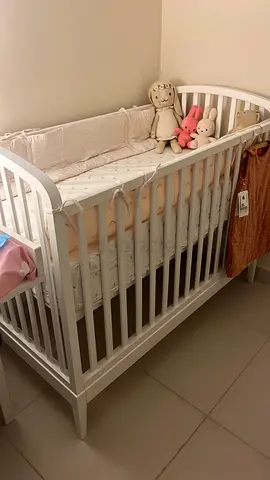 White Wooden Baby Crib with Mattress - Crate  Barrel