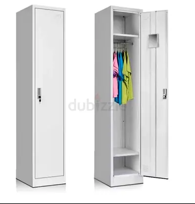 Single-Seat Metal Locker / Wardrobe - White, Tall Storage Cabinet