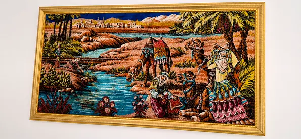 Golden Framed wall home decor of  hand made weaving display