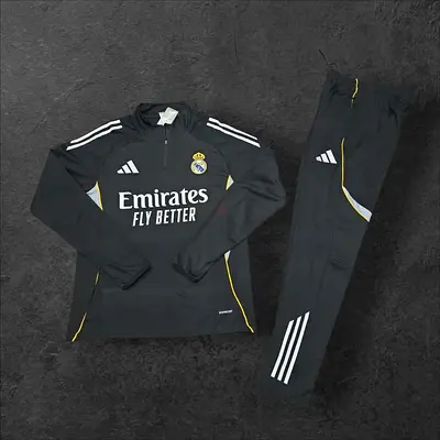 Real Madrid Training Tracksuit - Mens Size (Black) - Adidas Replica