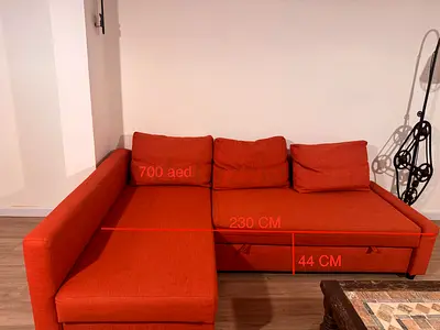 Burnt Orange L-shaped Sofa Bed with Storage - Good Condition