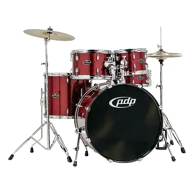 5-Piece PDP Red Drum Kit with Hardware and Cymbals
