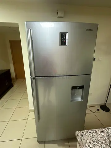 Samsung Large Stainless Steel Double Door Refrigerator with Water Dispenser - Good Condition