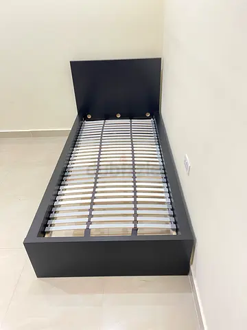 Almost new IKEA Single black wooden bed frame with slatted base 90cm x 200cm