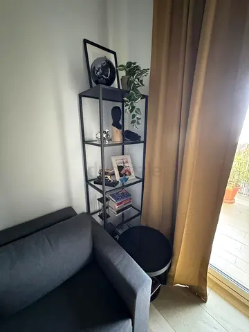 Tall Black Metal Corner Shelf Unit - 5-Tier Display Rack