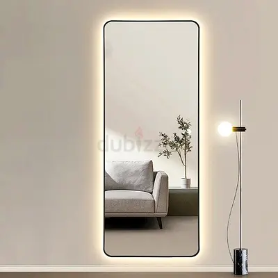 Full-Length Backlit Wall Mirror with Rounded Corners